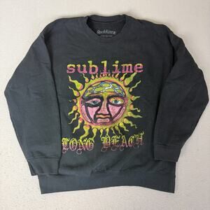 Sublime Long Beach Sun Face Crewneck Sweatshirt Black Mens Large Band